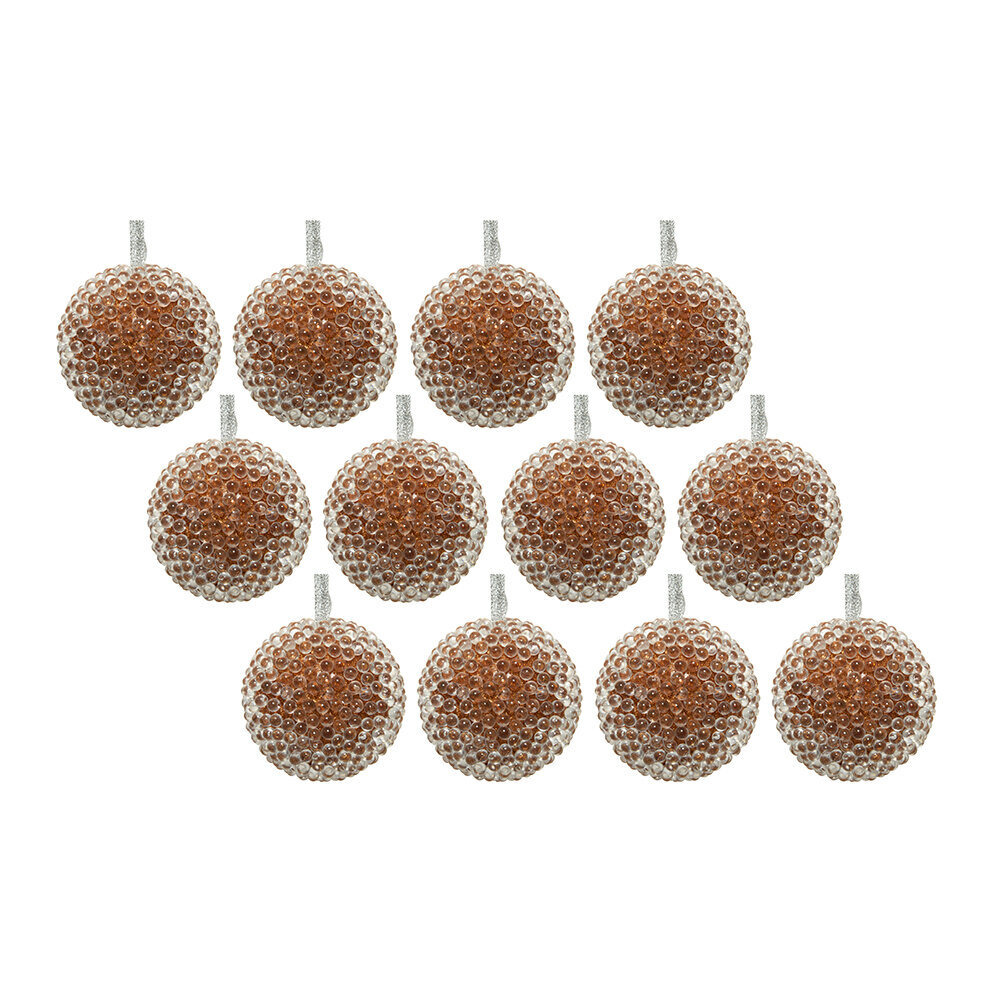 Designed by AMARA Christmas - All Over Beaded Bauble - Set of 12 - Pink