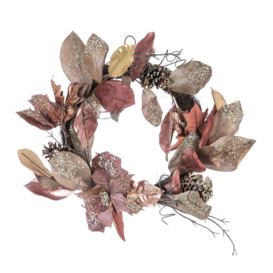Goodwill - Metallic Leaf/Pinecone Wreath - Rose Gold/Bronze