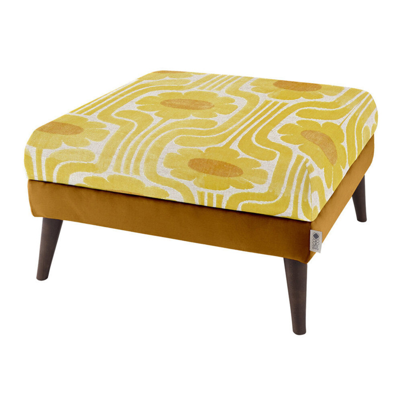 Orla Kiely Flynn Footstool Glyde Ochre/Climbing Daisy Dandelion by