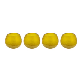 Ultra - Dimpled Glass Tealight Holder - Set of 4 - Yellow