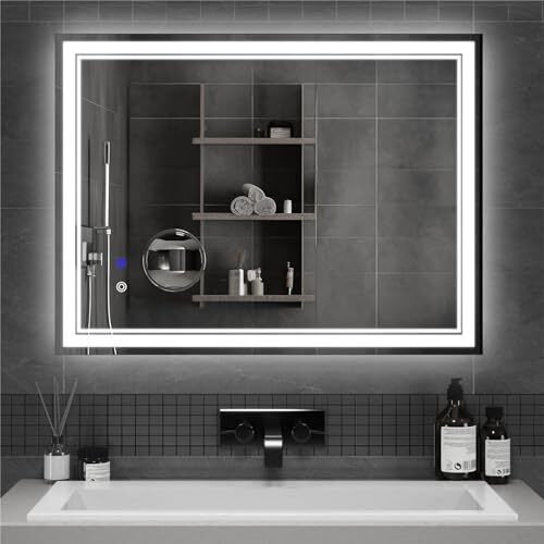 Mondeer 600 X 800 mm Bathroom Mirror with LED Lights, Illuminated Wall ...