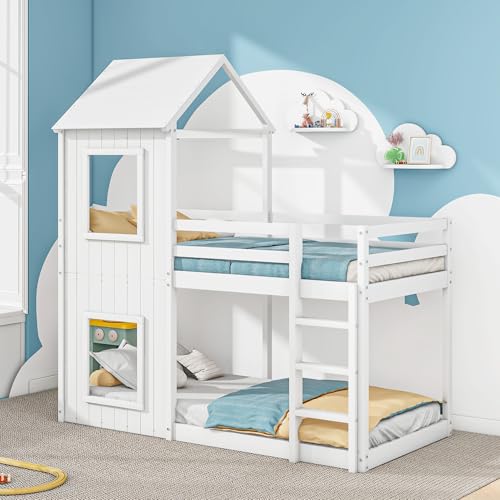 Merax 3FT Bunk Beds for Kids - Single Mid Sleeper Bed - Cabin Bed Frame ...