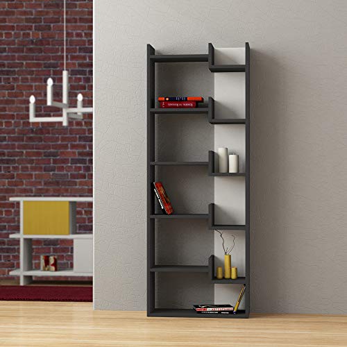 HOCUS PICUS Karmato Boekenkast met 10 Niveaus – Moderne Staande Plank voor Slaapkamer, Kantoor of Woonkamer – Verticaal en Horizontaal te Gebruiken – 96 x 26 x 169 cm – Wit