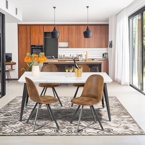 FurnitureR Mid-Century Kitchen Dining Chairs and Table 5-Piece Set ...