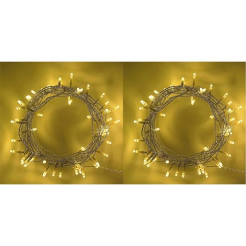 SHATCHI 40 Warm White LED Lights Clear Cable Battery Operated Fairy ...