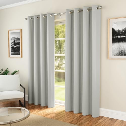 Enhanced Living Nightfall Eyelet Curtains - Thermal Grey Curtains for ...