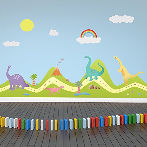 Walplus Removable Wall Stickers - Hills Mural Decals, 90x80 Cm, Multi-Color, DIY Home Decor