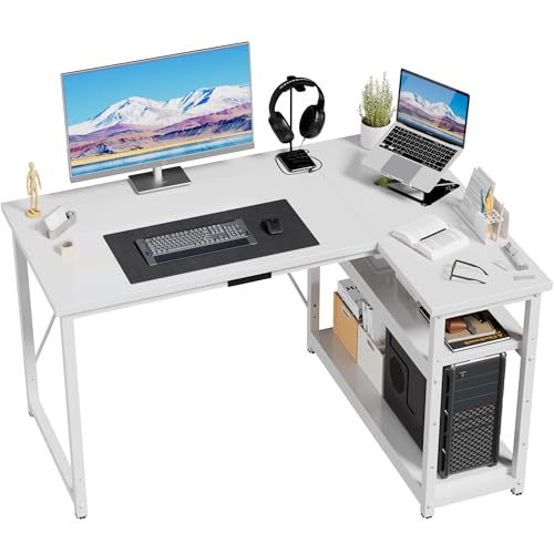 JUMMICO L Shaped Desk 120x80cm With Storage Corner Computer Desk With jummico-l-shaped-desk-120x80cm-with-storage-corner-computer-desk-with