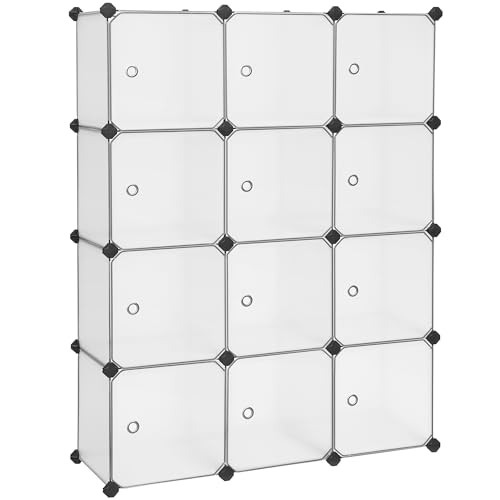 Stackable Rack Cube SONGMICS 12-Cube Storage Unit, Shoe Rack, Stackable Cubes, Plastic ...