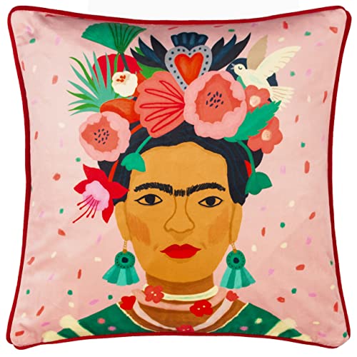 Kate Merritt Frida Khalo Feather Filled Cushion, Multicolour, Square by ...