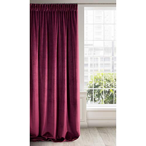 Eurofirany Soft Plain Opaque Velvet Curtain with Rufflette Tape For ...