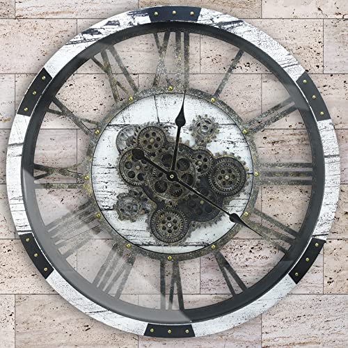 DORBOKER Real Moving Gears Wall Clock, Large Wall Clock Oversized ...