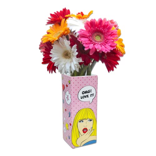 View of Made By Humans Pop Art Vase, Modern Centerpiece Tabletop Ceramic Vase ...