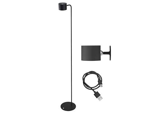 BEPER Lumì Akku-Tischleuchte - Höhenverstellbare Stehlampe Mit Touch, 3 Lichtfarben & Wandhalterung (Schwarz)