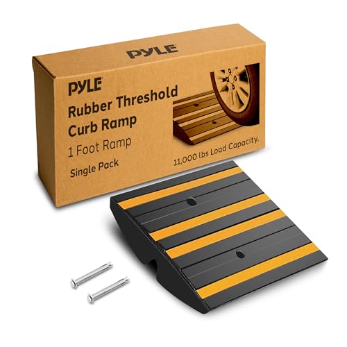 Pyle 1 Ft. Single Pack Rubber Threshold Curved Curb-Side Ramp with ...
