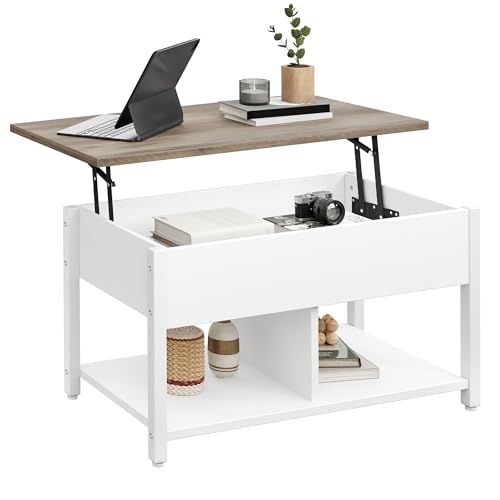 YITAHOME Lift Top Coffee Table, Easy-Lift, 2-Tier Storage, Adjustable ...