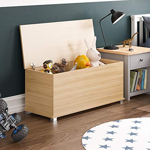 Vida Designs Leon Toy Box, Wooden Children's Storage Chest with Lid, Covers and Blankets, Kids ...