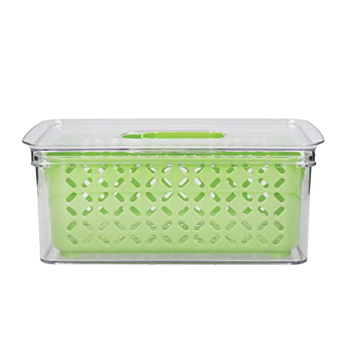 MasterClass Fresh Keeper Stacking Lidded Fridge Storage Box, 1L, Green ...
