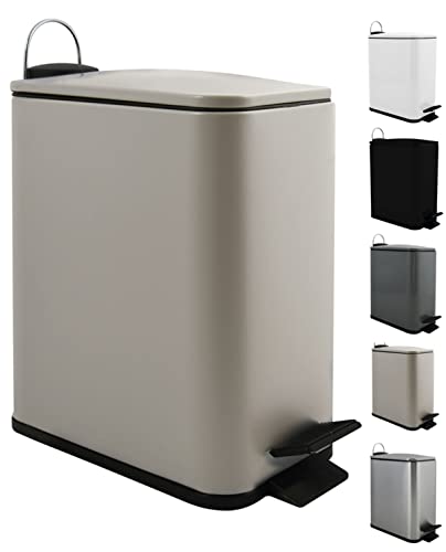 Spirella Erik Cosmetic Bin 5 Litres Stainless Steel with Soft-Close Mechanism and Inner Bucket ...