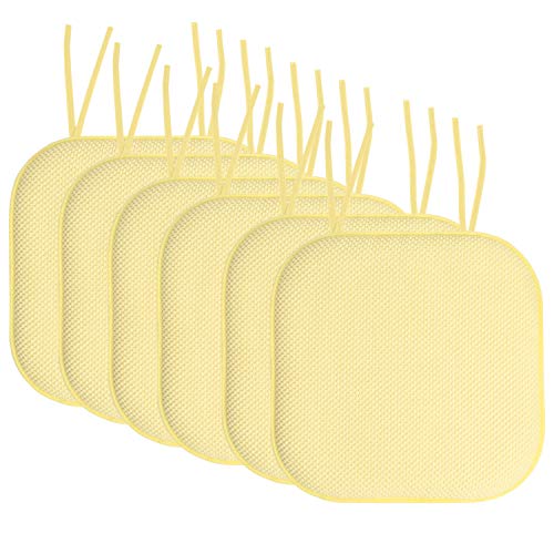 Sweet Home Collection Memory Foam Chair Cushions - 16"x16", Honeycomb Pattern, With Ties & Non-Skid Back