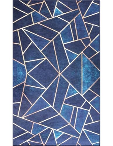 MANI TEXTILE Grafic 120 x 180 cm Blue and Gold Area Rug by Amazon ...