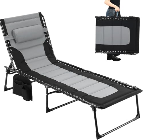 Clevich XXL Folding Lounger – 199 x 66 cm – with Backrest Adjustable in ...