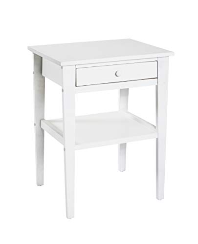 HAKU End Table White, Solid Wood - Dim.: W 46 cm X H 60 cm X D 35 cm ...