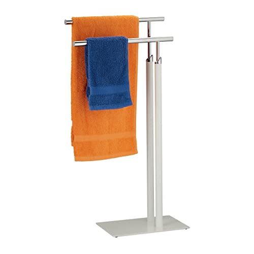 Relaxdays Free-Standing Towel Rack, 2 Rails, HxWxD 78 x 44 x 20 cm ...