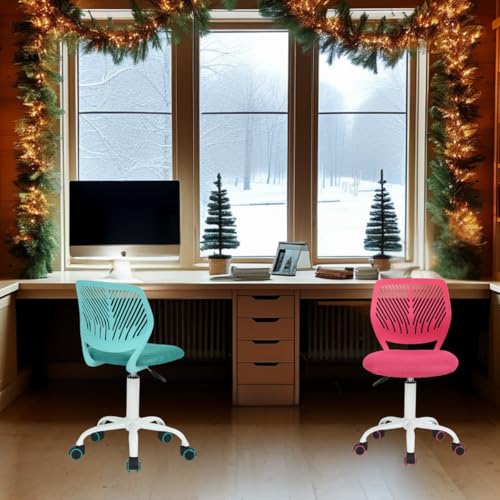FurnitureR 2pcs Colourful Home Office Chair, Ergonomic Adjustable Height Swivel Rolling, Sedia Computer per la casa, L'Ufficio e Lo Studio, Blue, Metallo, Rosa Blu, 38.5CM x40CM x75-87CM