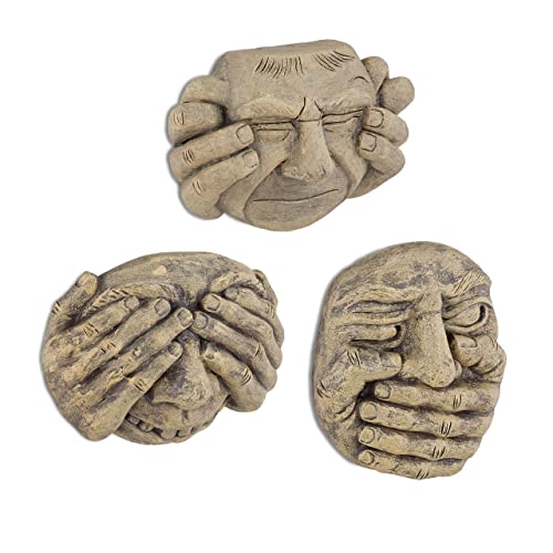 Relaxdays Set of 3 Tree Faces, Hear See Say Nothing, Weatherproof, for ...