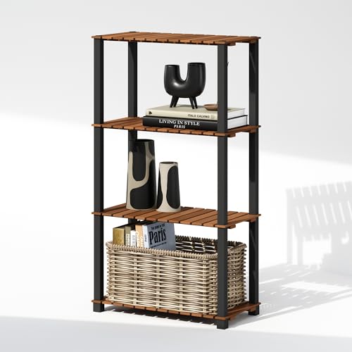 Furinno TURN-N-TUBE 4-Tier Display Rack, Storage Rack, Book Shelf, Open ...