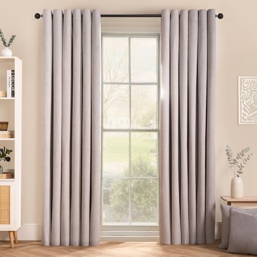 OHS Woven Texture Blackout Silver Curtains for Living Room Bedroom ...