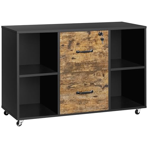 Yaheetech Mobile File Cabinet, Lateral Storage Cabinet 2 Drawers and 4 ...