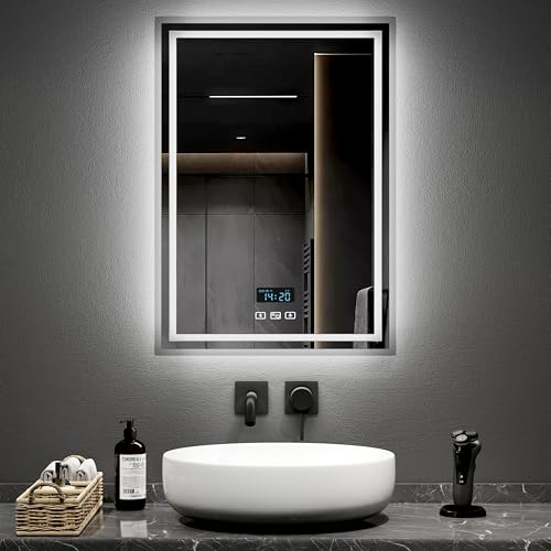 EMKE Bathroom Mirror with LED Lights 500 * 700MM, LED Bathroom Mirror ...