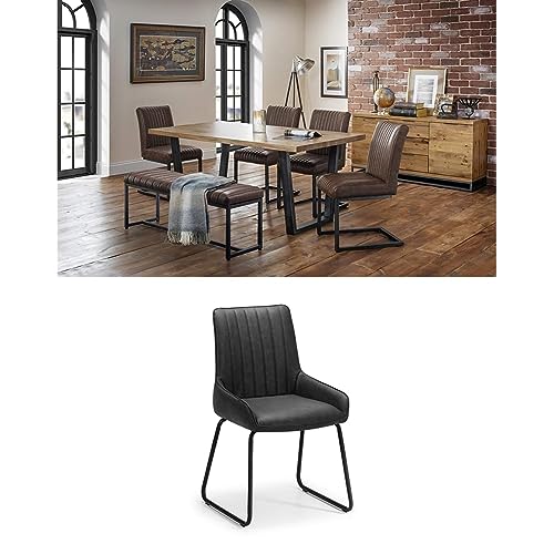 Julian Bowen Set of Brooklyn Oak Rectangular Table and 4 Grey Soho ...