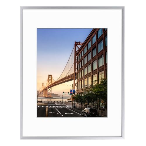 Frametory 7-Piece Silver Aluminum Picture Frame Set With Ivory Mats - 5x7, 8x10, 11x14 Sizes - View #3