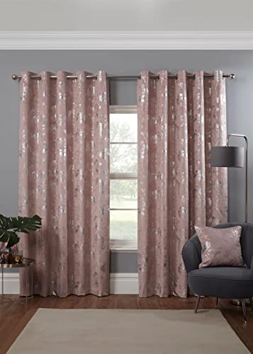 Osaka Japanese Eyelet Curtains 90 x 54 Blush Lined Metallic Velvet ...