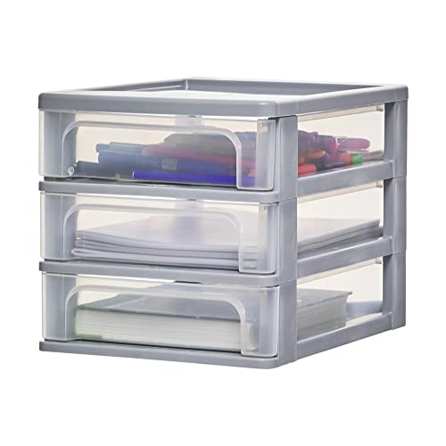 Iris Ohyaa Desktop Storage Drawers Unit, 2 Shallow &ap; 1 Deep Drawer