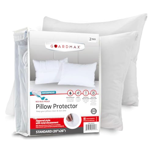 "Guardmax Waterproof Pillow Protectors Standard Bed Bug Proof ...