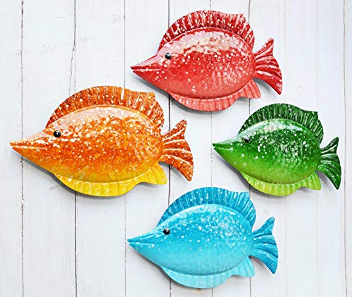 ShabbyDecor Coastal Ocean Sea Metal Fish Hanging Wall Art Decor for ...