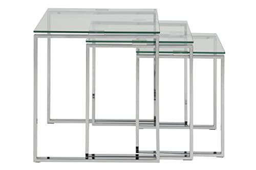 AC Design Furniture Jannis Nesting Tables Set of 3 with Glass Tabletop ...
