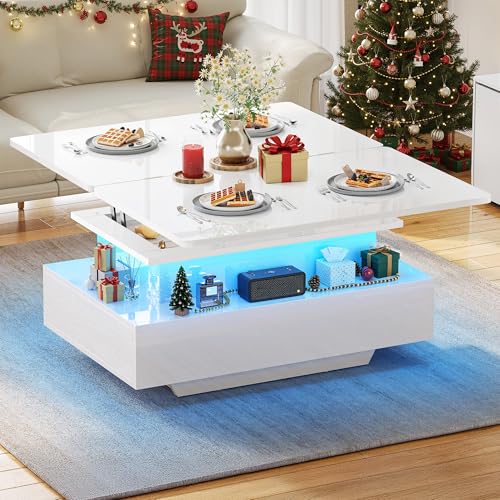 YITAHOME Coffee Table with Lift Top,High Glossy 4-in-1 Extendable ...