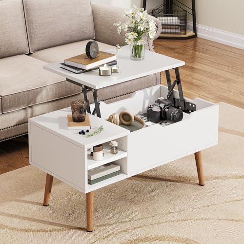 YITAHOME Lift Top Coffee Table with Hidden Compartment, Adjustable ...