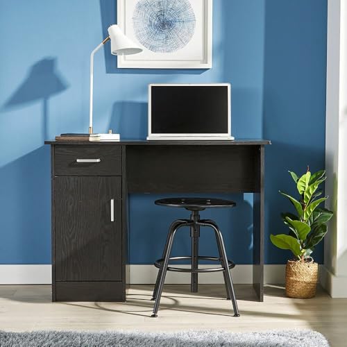 Home Source Office Desk, 1 Drawer & 1 Door Compact Computer Workstation ...