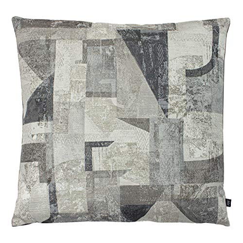Ashley Wilde Cuscino Neutra - 50x50 Cm Con Motivo Geometrico Ispirato Al Cubismo - Fronte In Misto Cotone E Retro In Velluto (Ocra/Oro)