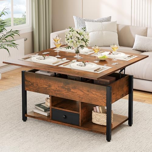 YITAHOME Lift Top Coffee Table with Drawers, 4 in 1 Multi-Function ...