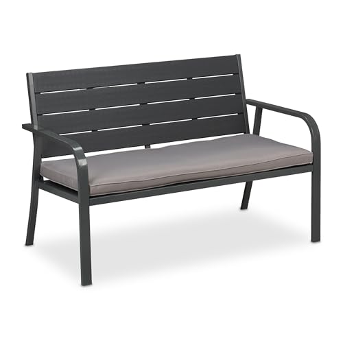 Relaxdays Garden Bench, 2 Seater, Soft Cusion, for Patio, Porch ...