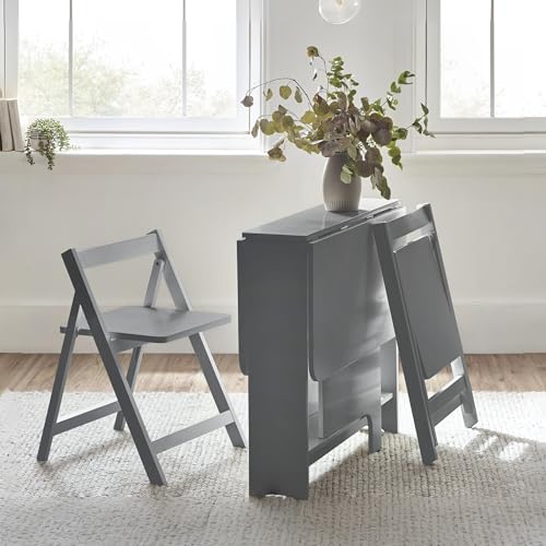 Julian Bowen Gatan Small Gateleg Table With 2 Chairs-Light Grey, Wood ...