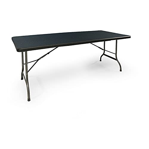 Dmora - Foldable rectangular table, black color, 180 x 75 x h74 cm by ...