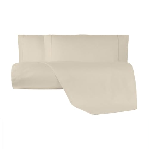 Giovanni Dolcinotti Dream Collection Set Lenzuola Singolo - 1 Lenzuolo Sopra 160x300 + Federa 50x80 - Raso Cotone Luxury 300 TC, Beige, Made In Italy